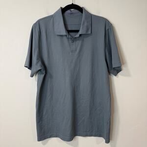 Lululemon Men's Pique Classic-Fit Short-Sleeve Polo Shirt Blue Gray Golf